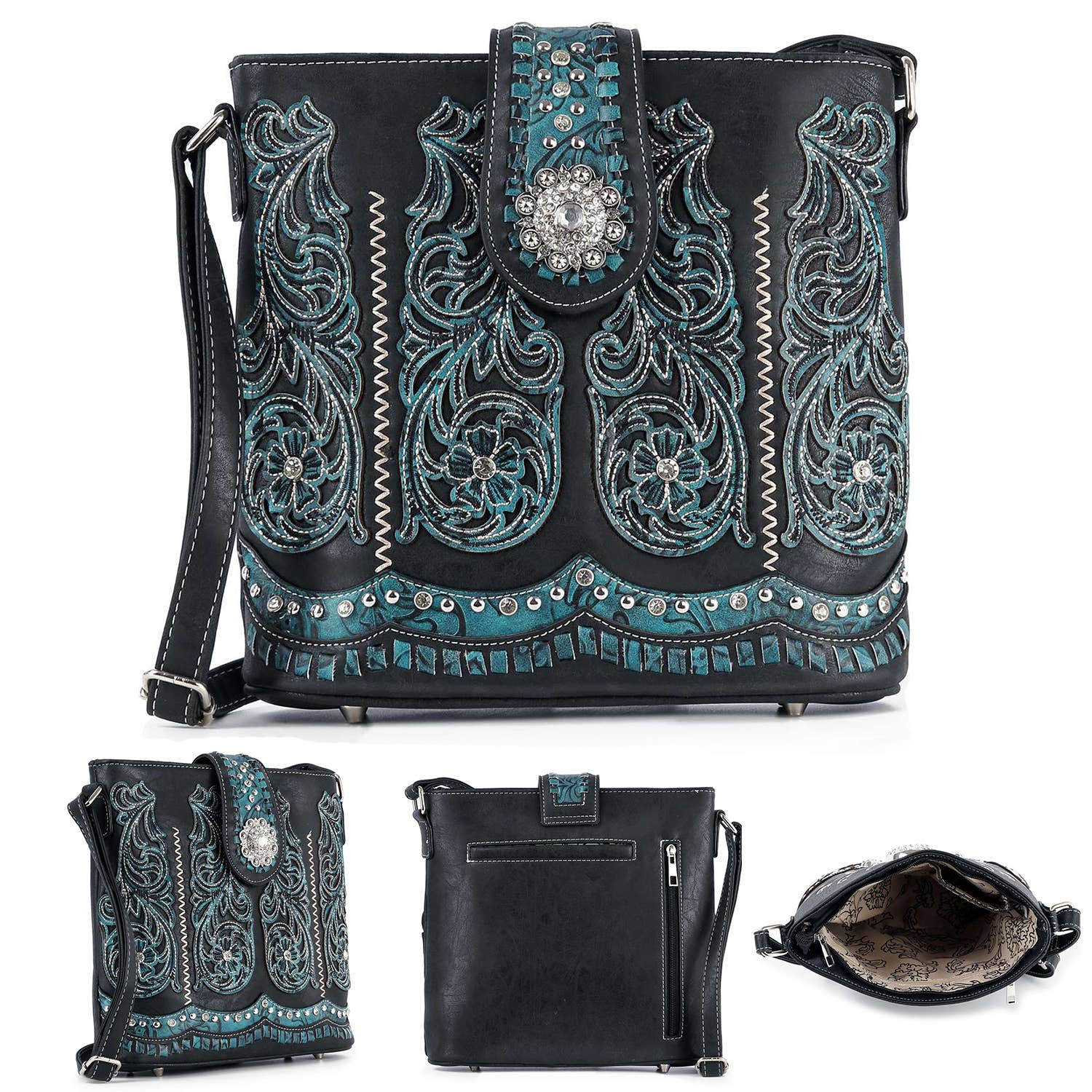 SP Sophia Collection - Wholesale Crossbody Bag - Women's - Western Floral Embroidered Crossbody Sling Bag 0