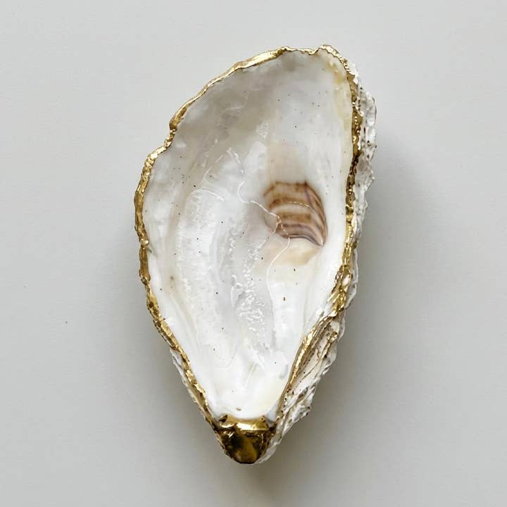 Natural Oyster Shell Trinket Dish Gold Rim Jewelry Catchall for wholesale by Shell Yeah By Jaks LLC