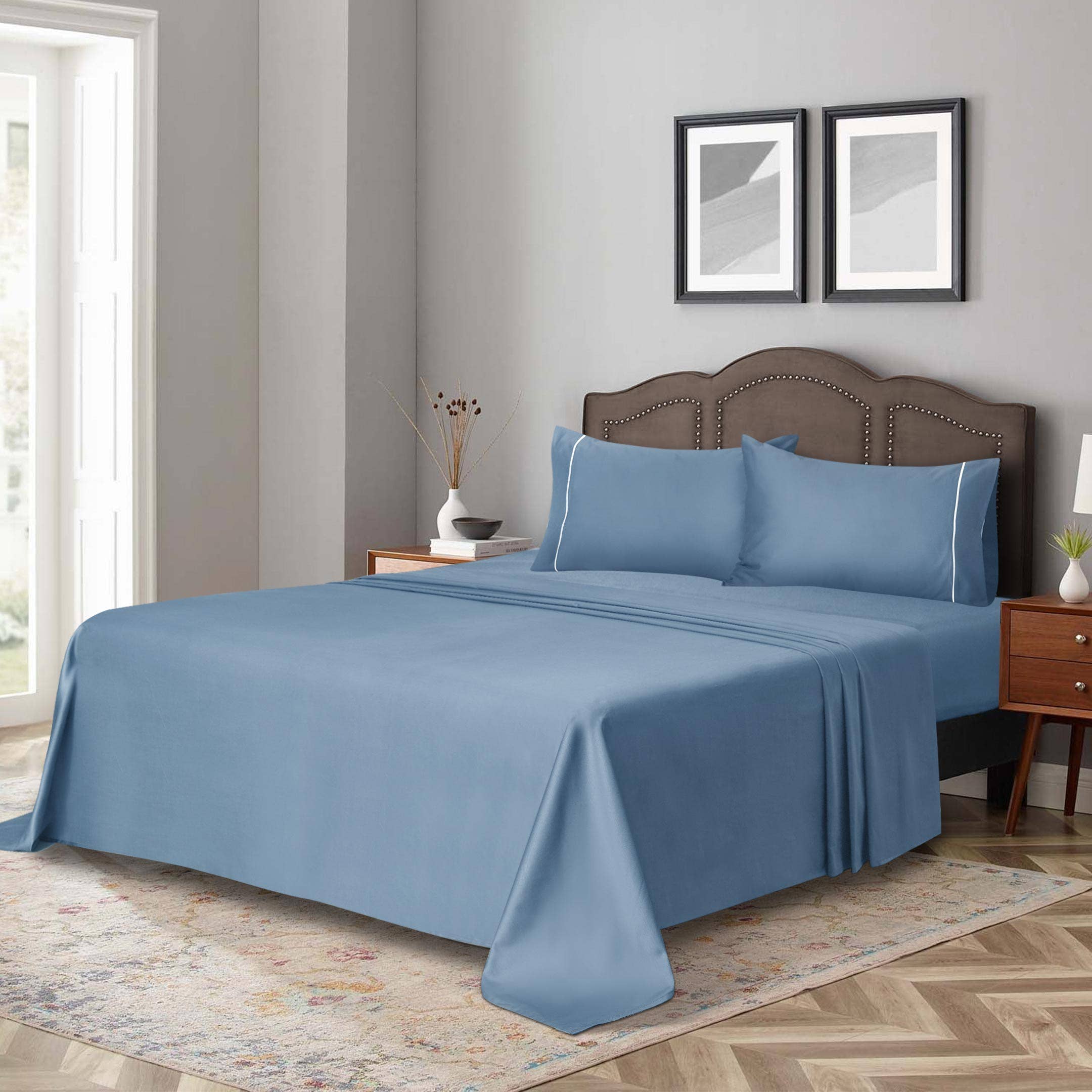 Cottonpassion_US – Conjunto de lençóis por atacado – Jogo de lençol em algodão cetim 400 fios com bordado - 4 peças76