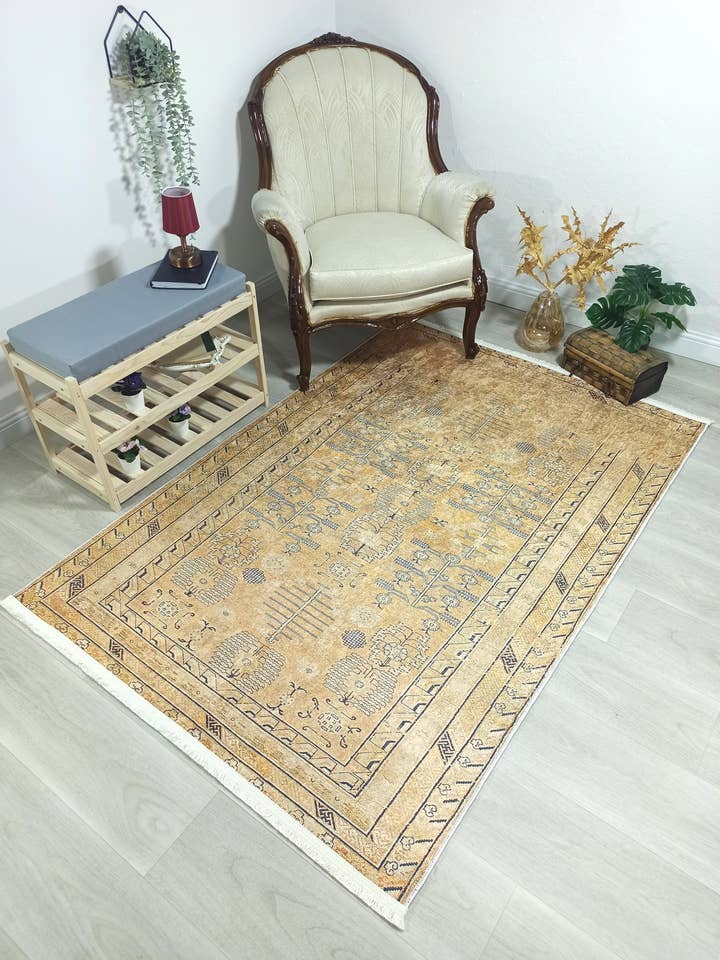 Persian Style Beige Yellow Vintage Design Rug for wholesale by Fame Living