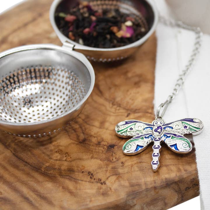 Loose Tea Infuser, Dragonfly Charm Ball, Tea Lover Gift for wholesale by The Traveling Teapot