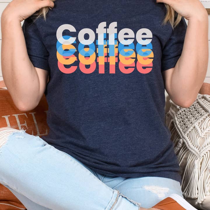 Retro Coffee Delight T-Shirt Multicolor Brew Of Vintage Charm Lover Coffee Drinker Shirt for wholesale by Victorholistics