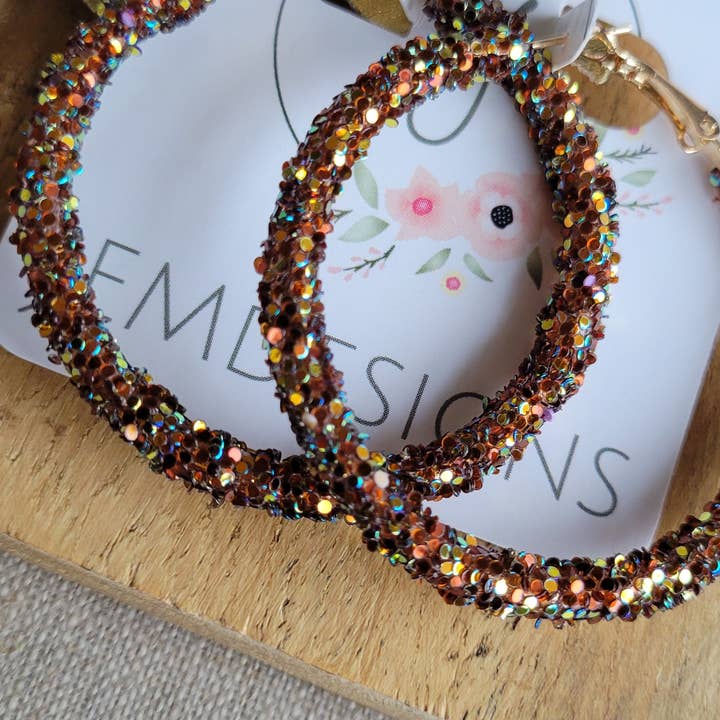 JEMdesigns - Wholesale Hoop Earrings - Glitter Hoop Earrings in brown