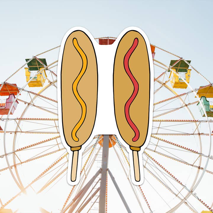 Ketchup and Mustard Corn Dog Sticker for wholesale by DesignwithMurial
