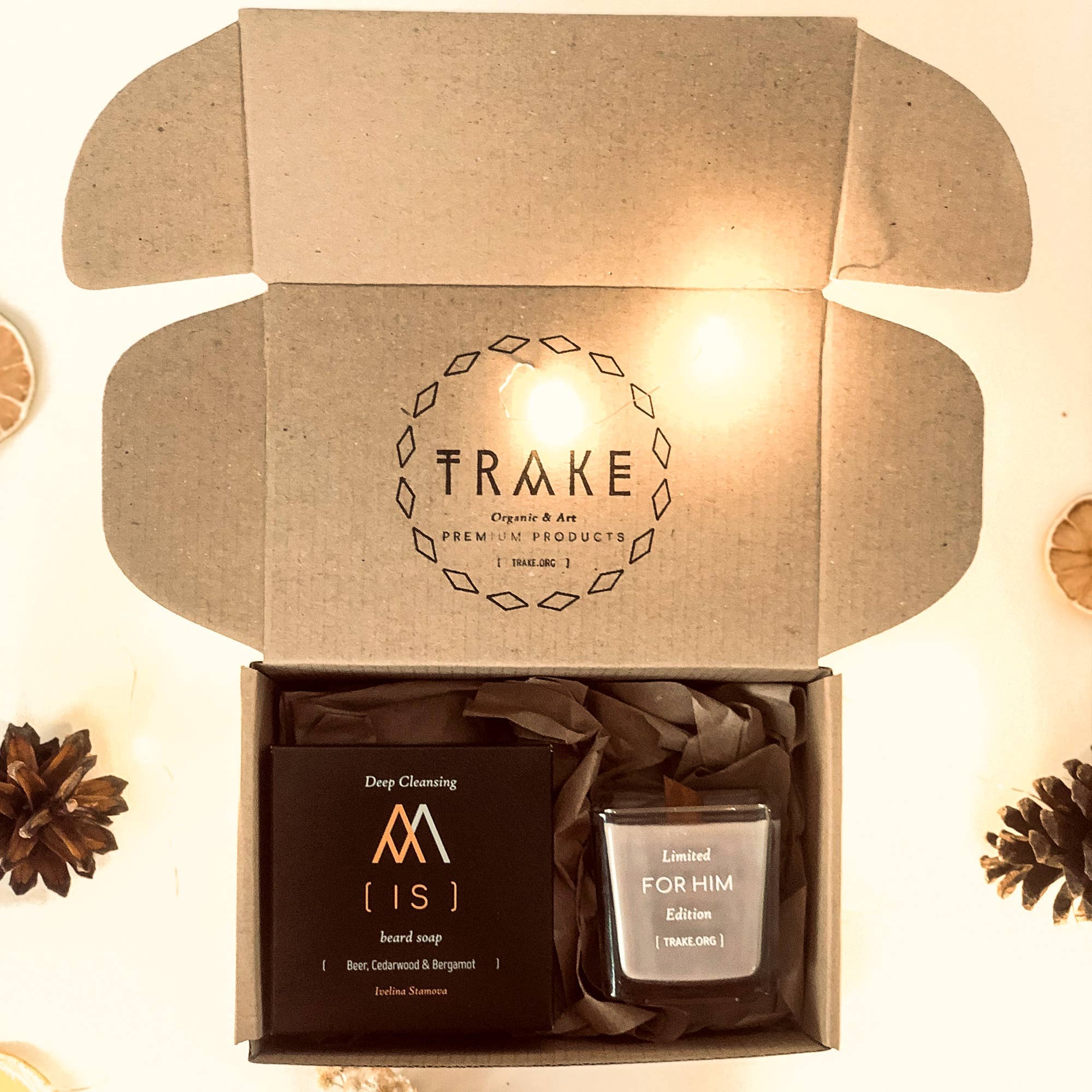 TRAKE - Wholesale Beard Wash/Shampoo - Soap and Candle Kit for Him (Beard Soap and Man Candle)1
