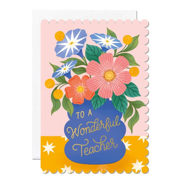 Wonderful Teacher Vase | Greeting Card | Thank You Teacher for wholesale by Ricicle Cards