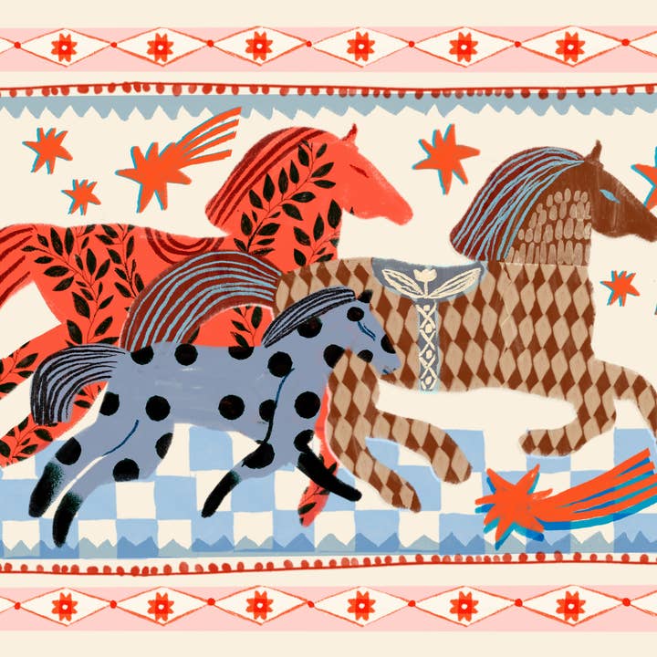 Carole Hillman - Wholesale Art Print - Pink Horse Running 1