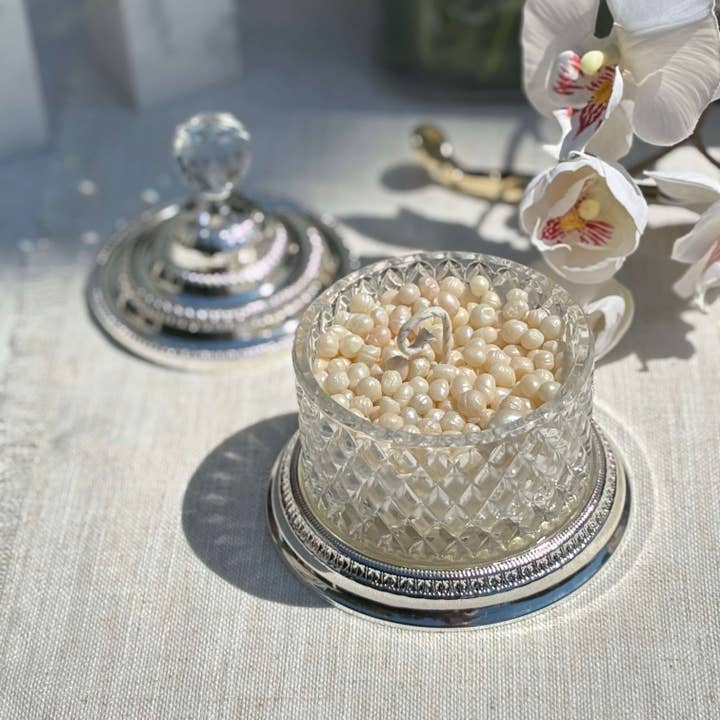 OH MY BOX - Wholesale Jar/Filled Candle - Elegant Pearl Candle in a crystal jar7