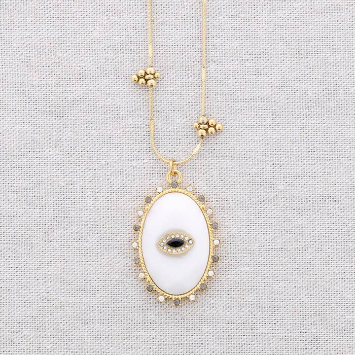 Steel Necklace with Stone and Crystal Pendant for wholesale by Sonata