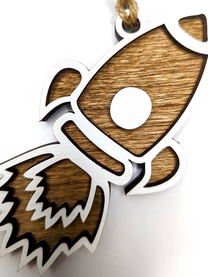 Rocket Ship Christmas Ornament for wholesale by The Little Ornament Shop