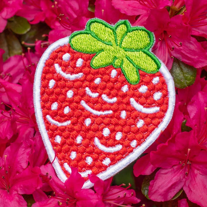 Smile Berry Embroidered Patch! for wholesale by Clammy Heart