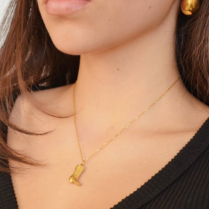 AzzaikJewelry - Wholesale Link & Chain Necklace - Cowboy Boot Charm Necklace Stainless Steel6