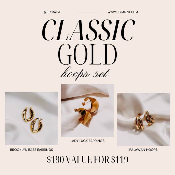 Classic Gold Hoops Set for wholesale by HEYMAEVE