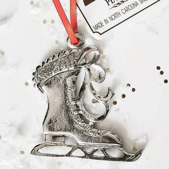 Sports Athlete Christmas Ornament - Ice Skater Skate for wholesale by House of Morgan Pewter