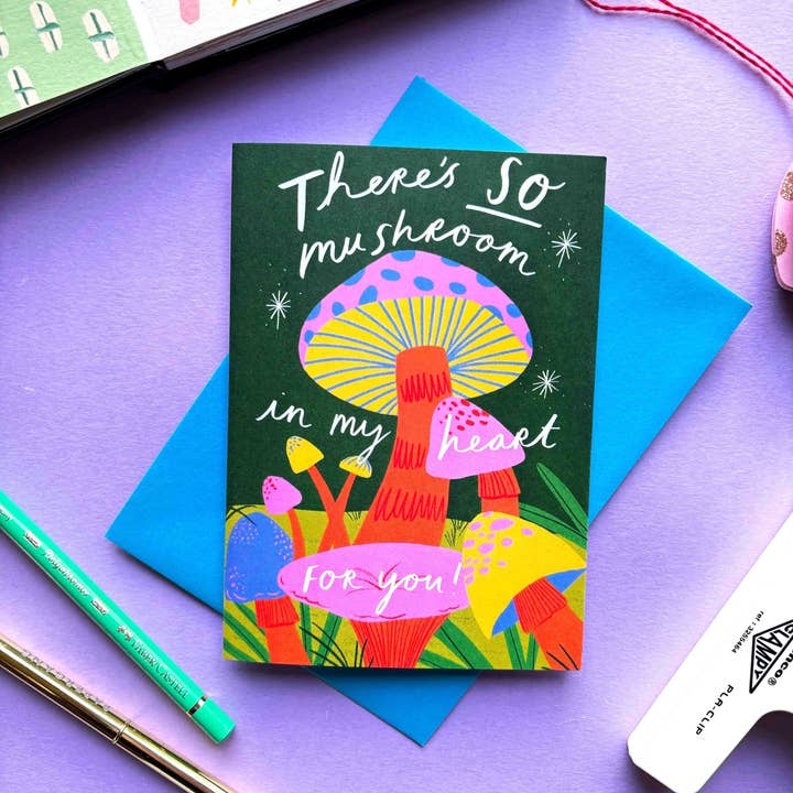 There's So Mushroom In My Heart For You Valentines Greetings for wholesale by Kerrie Illustrates