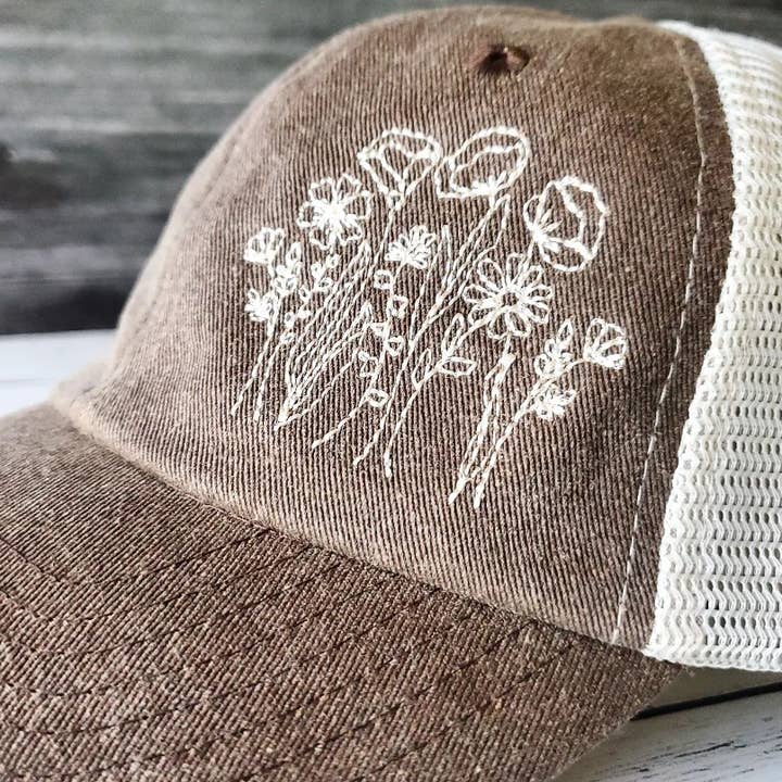 Wildflowers on Soft SP510 Sportsman Pigment-Dyed Trucker for wholesale by Mad River