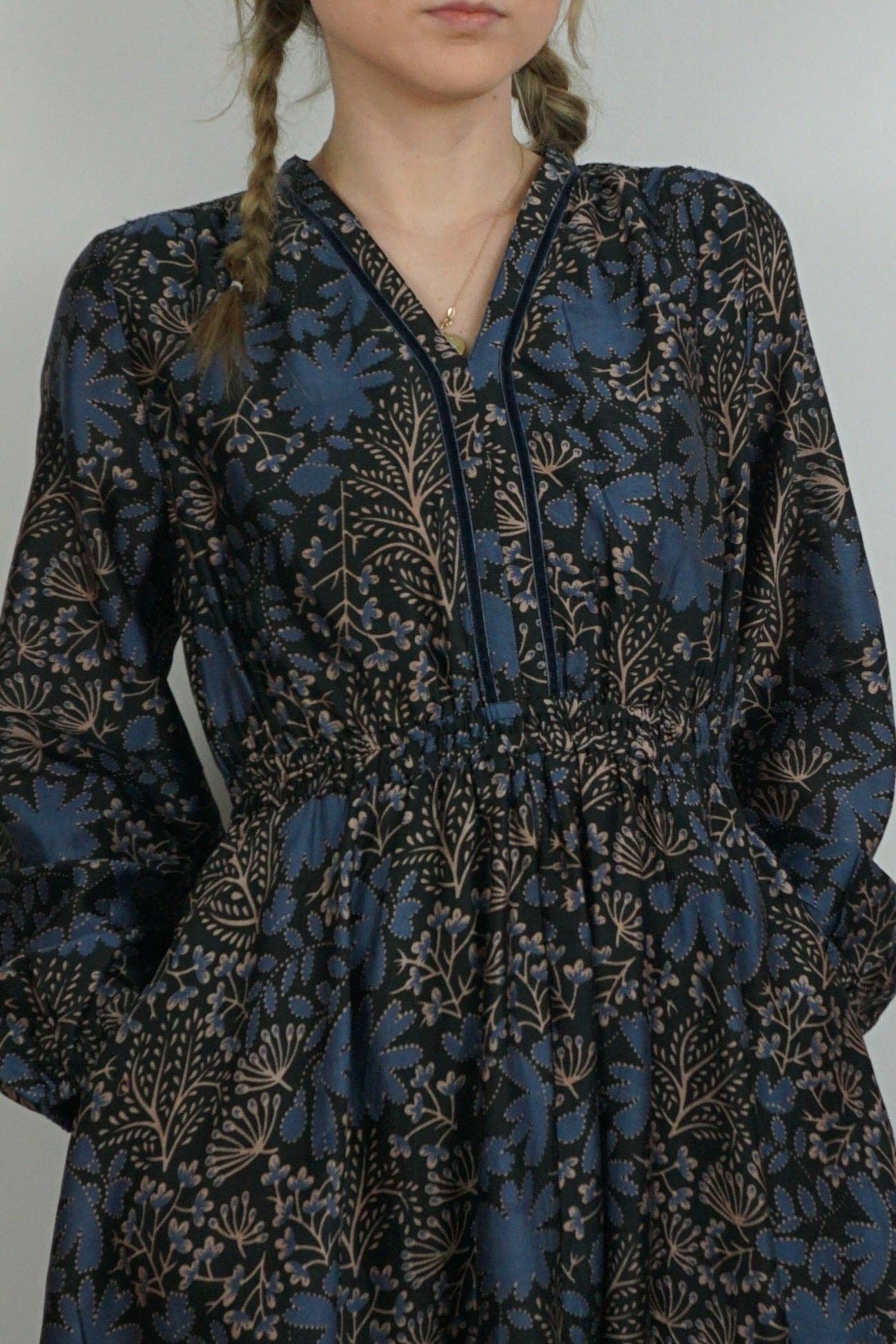 NIBI MTK - Wholesale Dress - Women's - Aria Maxi Dress - Blue Flower1