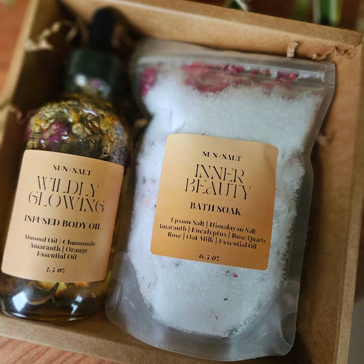 Lux&Lou - Wholesale Bath & Body Set - Me Time Mother's Day Gift Set - Infused Body Oil & Bath Soak