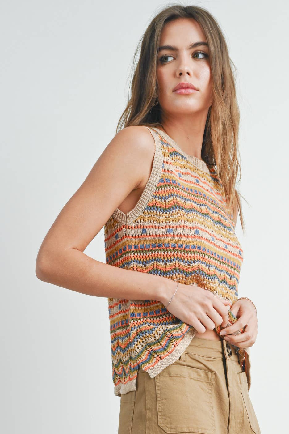 BUTTERMELON - Vente Haut en maille – femme - Haut en maille à motif géométrique - BMW735519