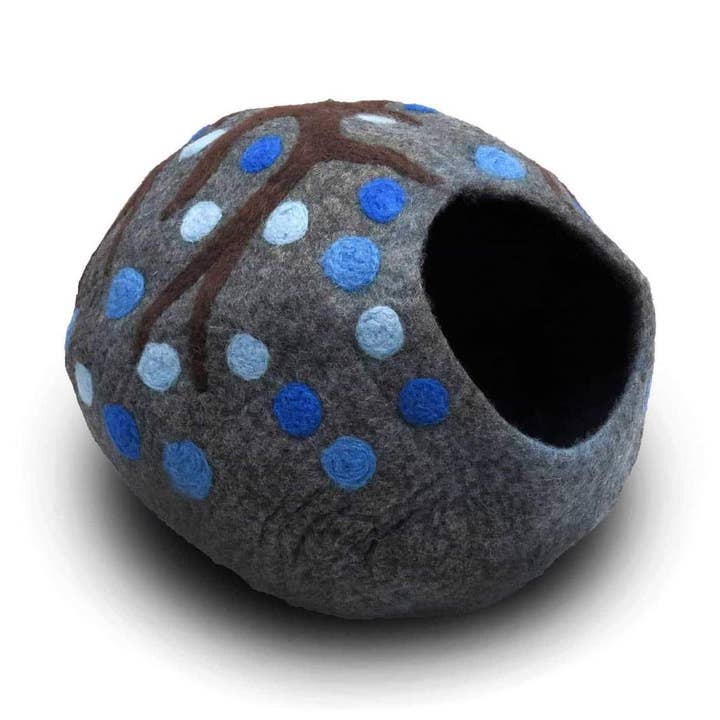 Felt Wool Cat Cave TRUE BLUE Eco Kitty Cave for wholesale by Friendsheep
