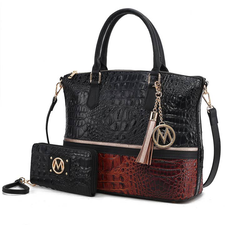 MKF Collection - Wholesale Tote Bag - Women's - Autumn Crocodile Skin Tote Bag with Wallet by Mia k