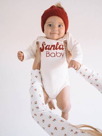Santa Baby Organic Baby Bodysuit Long Sleeve for wholesale by Tenth & Pine