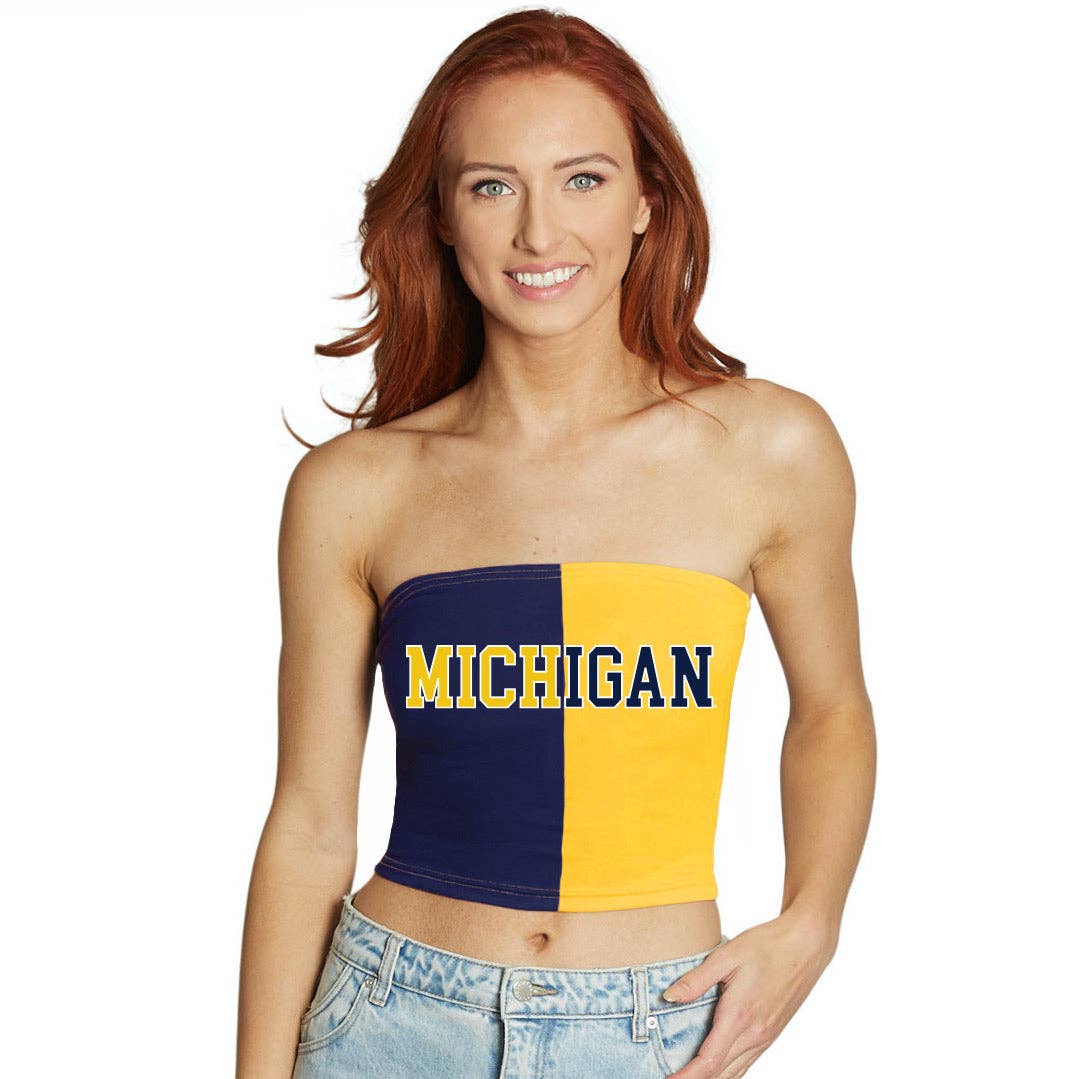 Lojo Collegiate Apparel - Wholesale T-Shirt - Women's - University of Michigan Two Tone Tube Top0