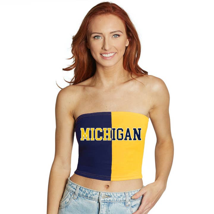 Lojo Collegiate Apparel - Wholesale T-Shirt - Women's - University of Michigan Two Tone Tube Top