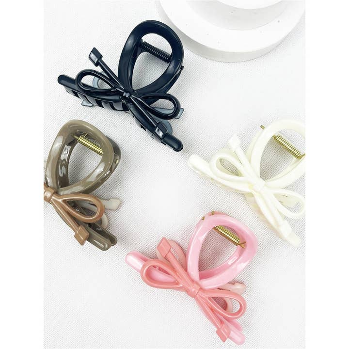 MIX COLOR Medium Knotted Bow Hair Clip Claw for wholesale on Faire