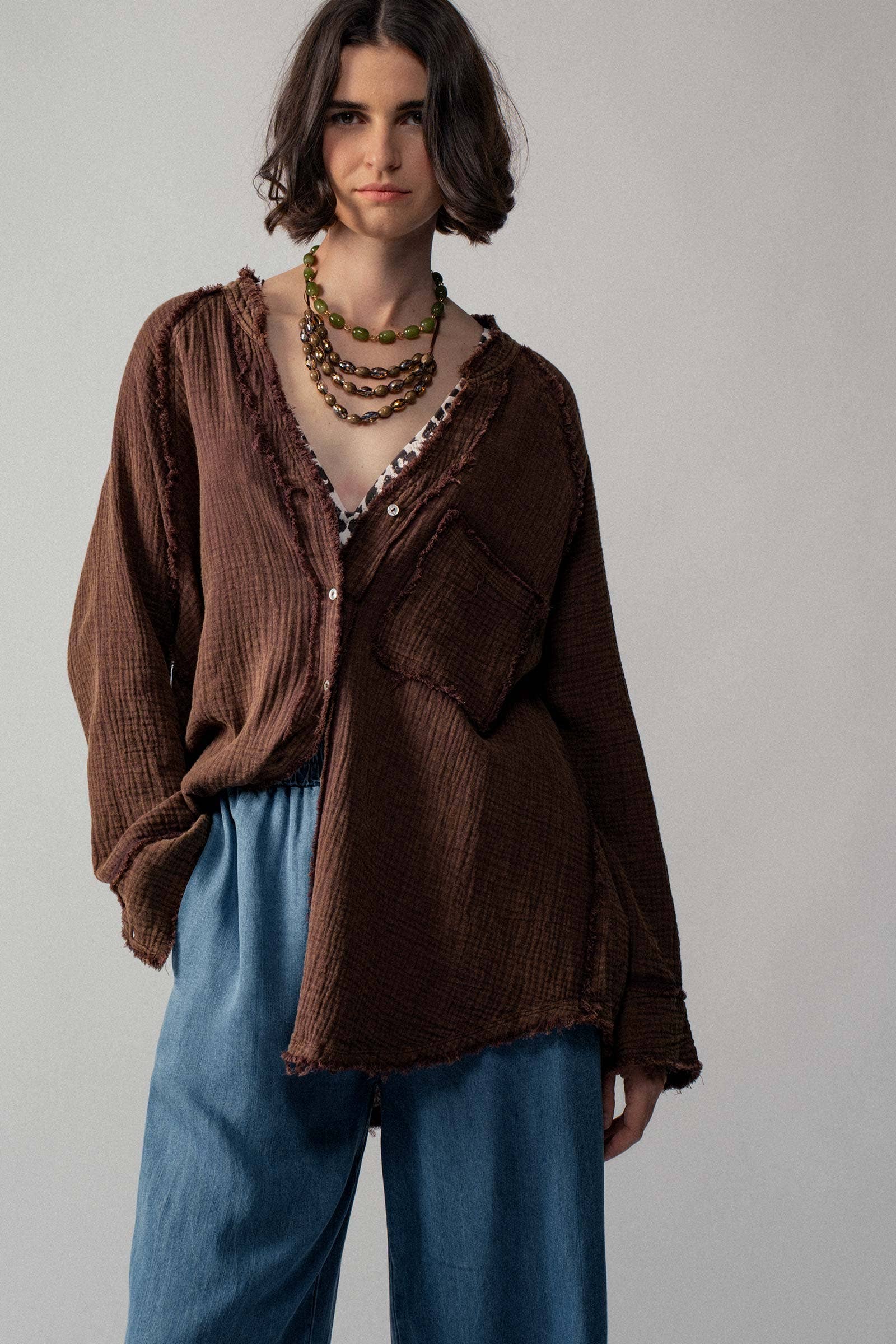 Fashion Week - Wholesale Button Down Shirt - Women's - The Willow Gauze Relaxed Shirt0