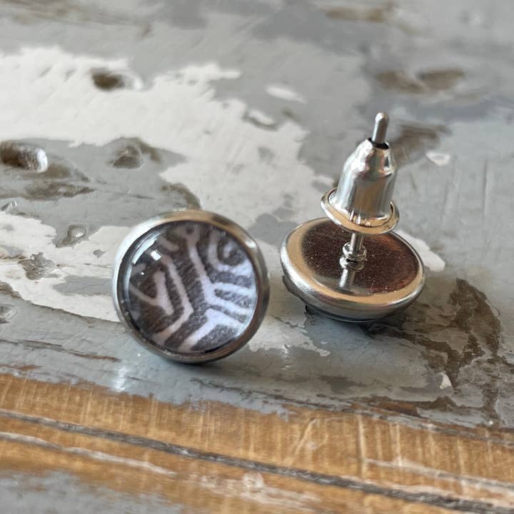 made by Q - Wholesale Stud/Post Earrings - Security Envelope Pattern Earrings2