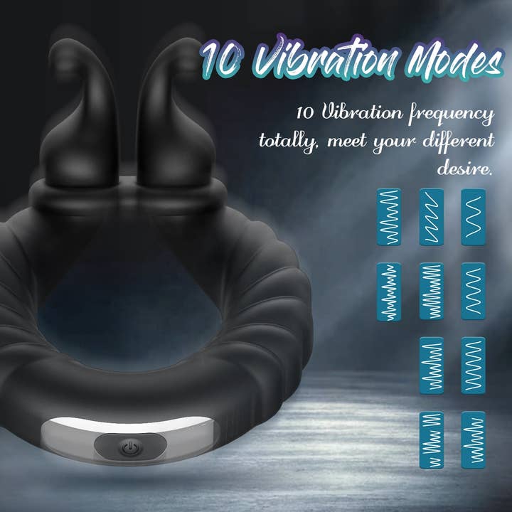 VIGOR - Wholesale Sex Toy - USB Rechargeable Erection 10 Speeds Silicone Male Cock Ring3