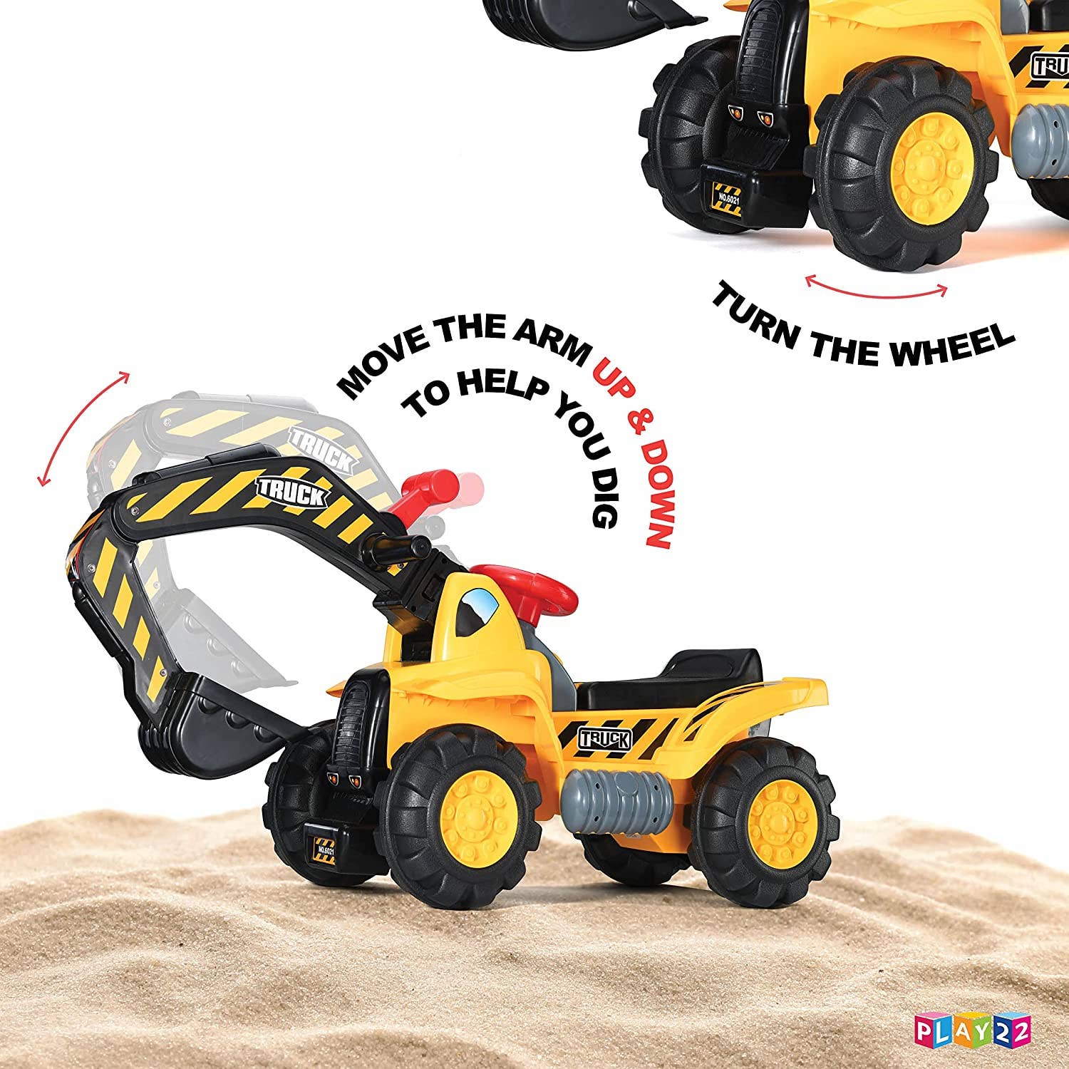 Play22 - Wholesale Toy Car/Truck - Kids - Play22 Ride-On Toy Tractor Excavator for Kids with Helmet6