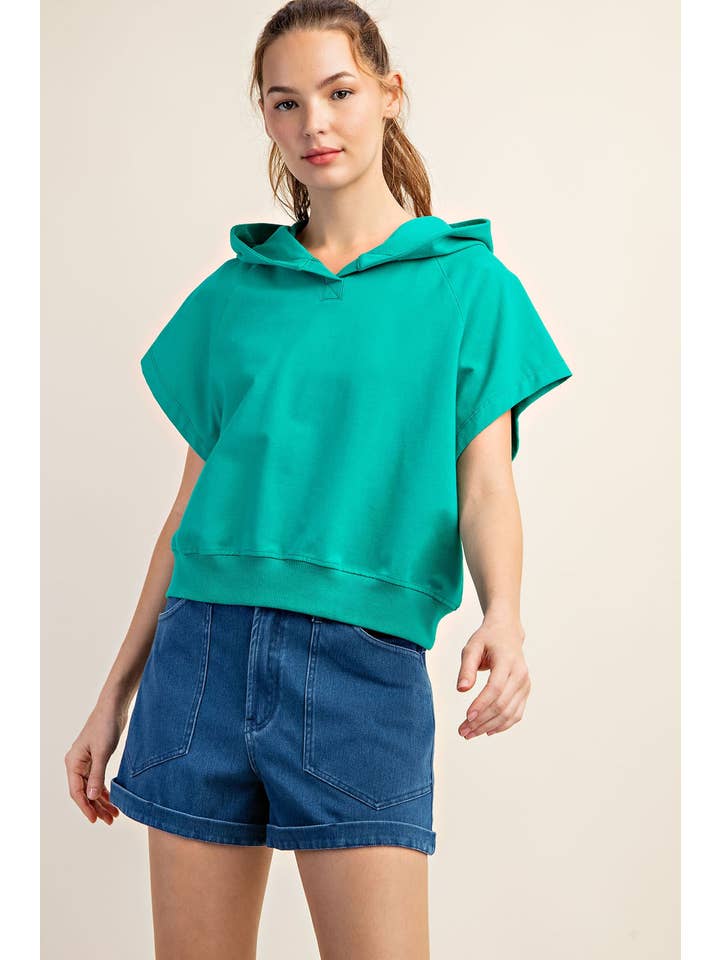 Rae Mode - Wholesale Hoodie - Women's - COTTON LYCRA SHORT SLEEVE HOODIE TOP6