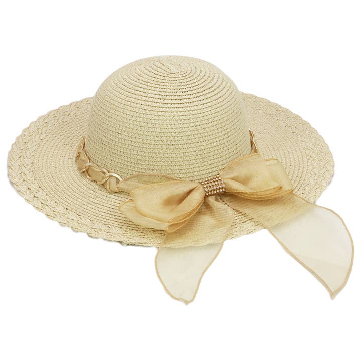 Cap Zone - Wholesale Kids Hat - Kids - Kids Scallop Hem Paper Straw Floppy Sun Hat