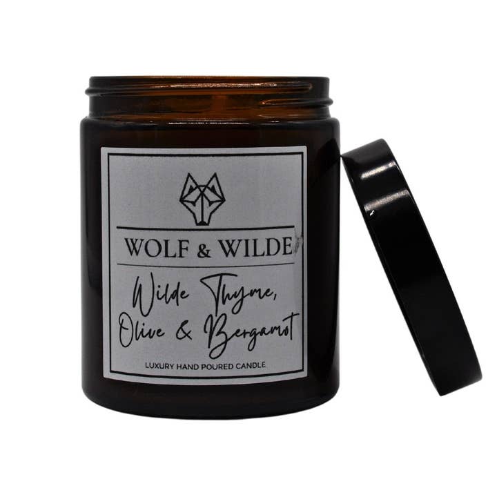 Duftkerze Wilde Thymian, Olive und Bergamotte für den Großhandel von Wolf & Wilde