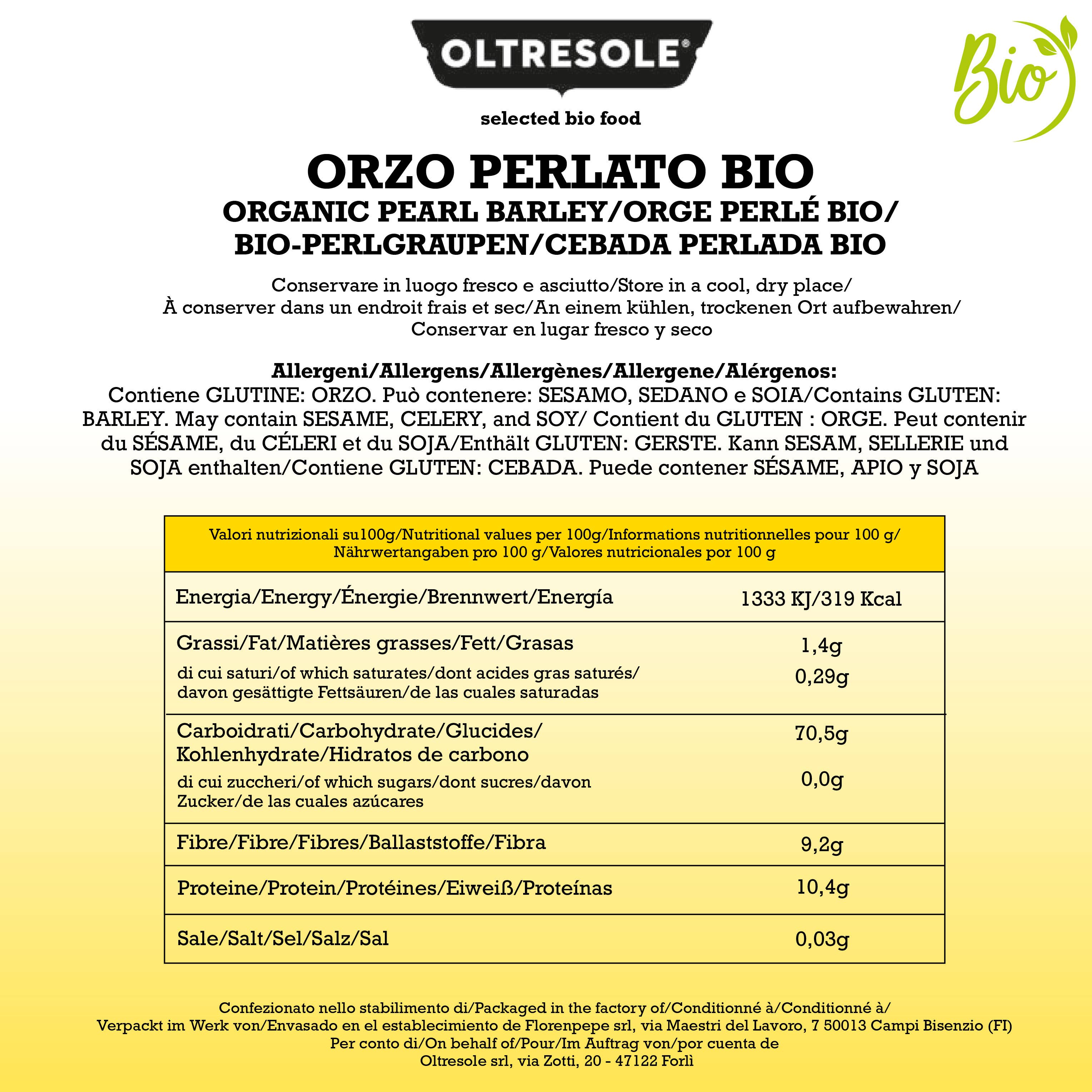 Oltresole - Wholesale Whole Grains - ORGANIC PEARL BARLEY 1 Kg6