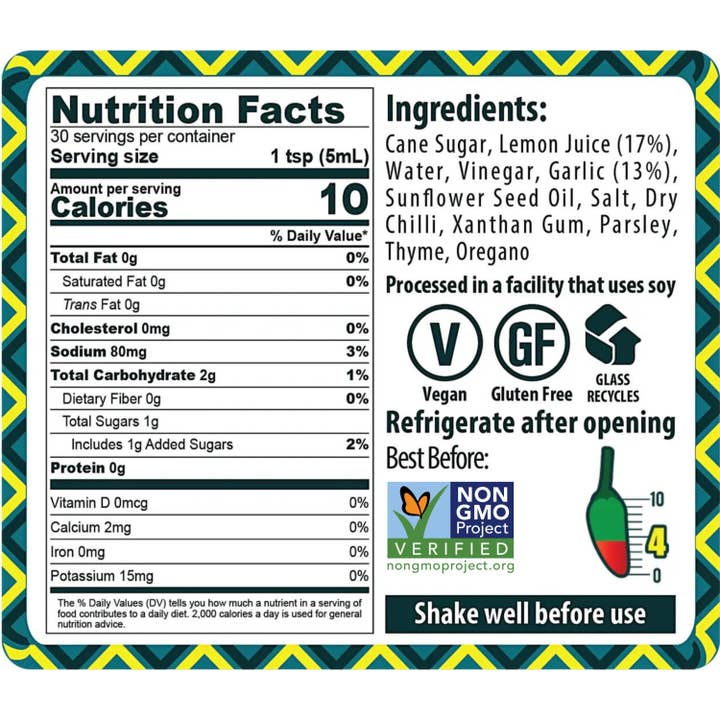 African Dream Foods - Wholesale Hot Sauce - Lemon & Garlic Peri-Peri Hot Sauce,5 fl oz (6 Units/Case)2