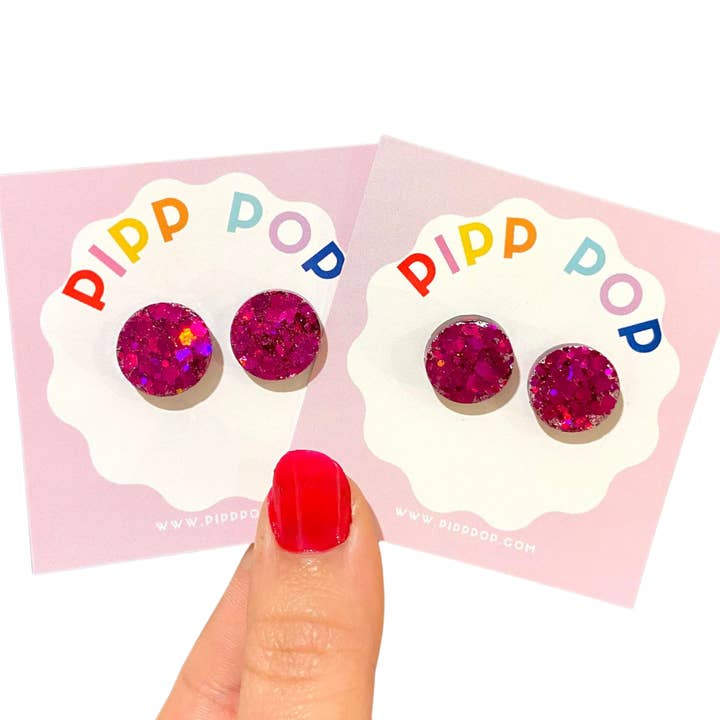 Pipp Pop - Wholesale Stud/Post Earrings - Glitter Resin Studs - 34 Colours Available
