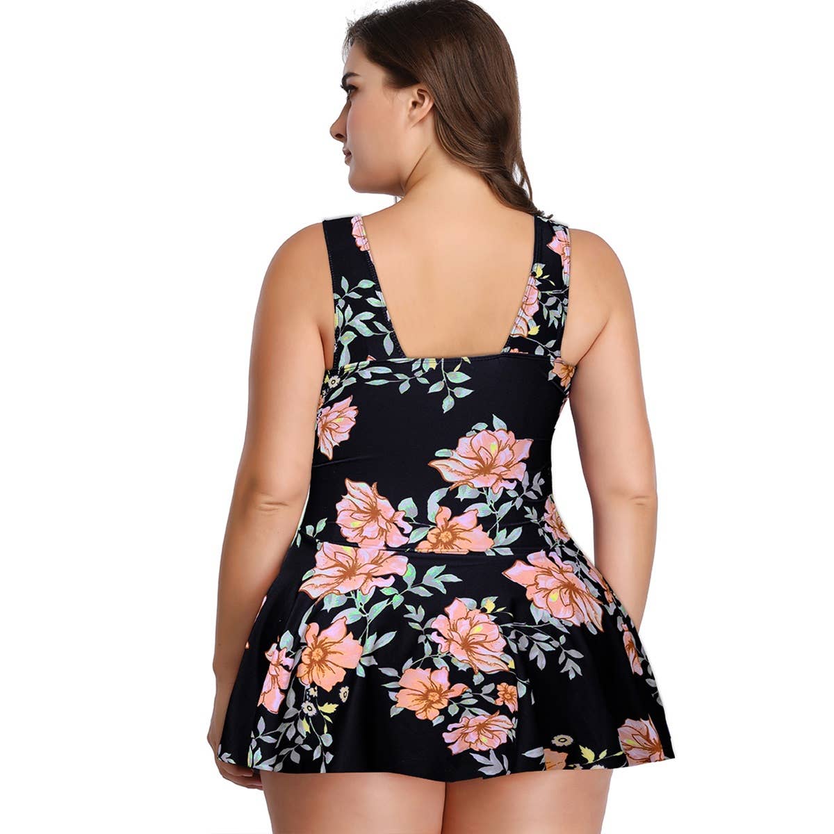 Elings - Wholesale One Piece Swimsuit - Women's - Plus Size Solid Ruffle V-Neck Fit Swimsuits5