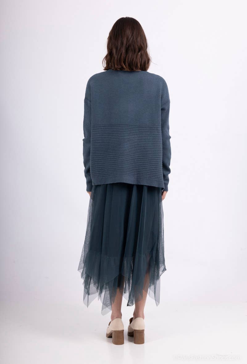 L'Emotion – wholesale Dress – Women's – Striped Textured Sweater Set & Tulle Dress14