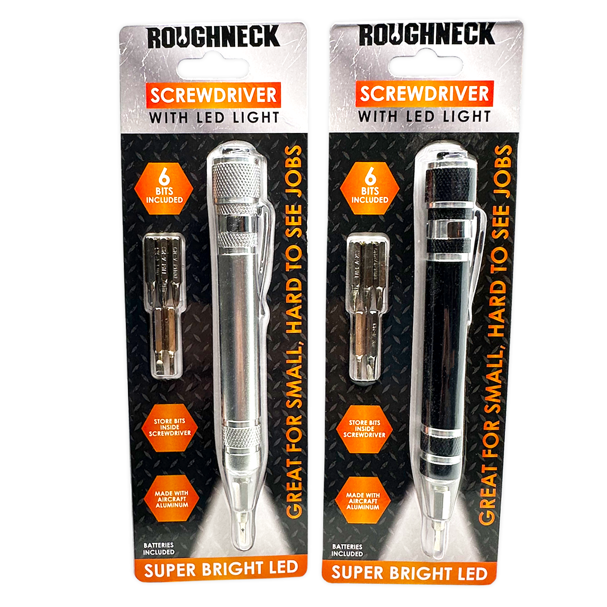 Novelty Brands - Wholesale Handy Tool - Roughneck LED Screwdriver with Bits Assortment - 4/Display1