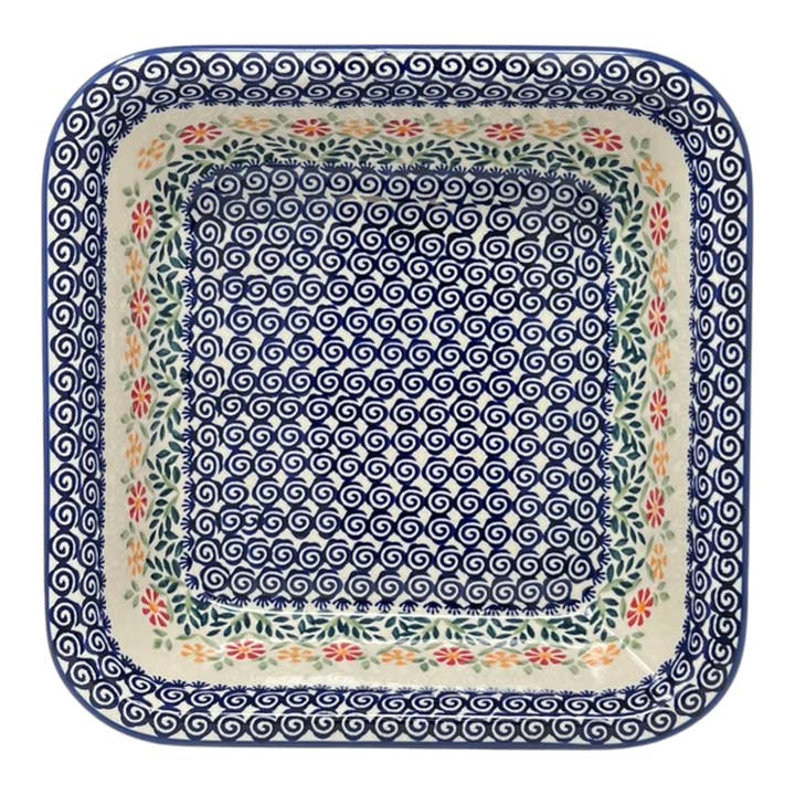 Baker, Square, 11.5" Deep in "Flower Power" by Manufaktura | Z149T-JS14 for wholesale by Polish Pottery Outlet