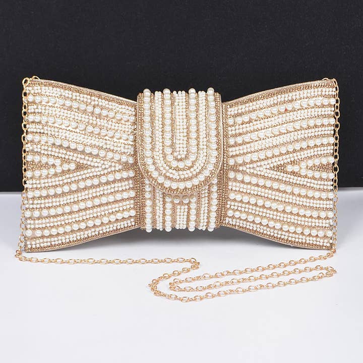 3AM BY H&D ACCESSORIES - Wholesale Clutch Bag - Women's - Rhinestone and Pearl Party Clutch