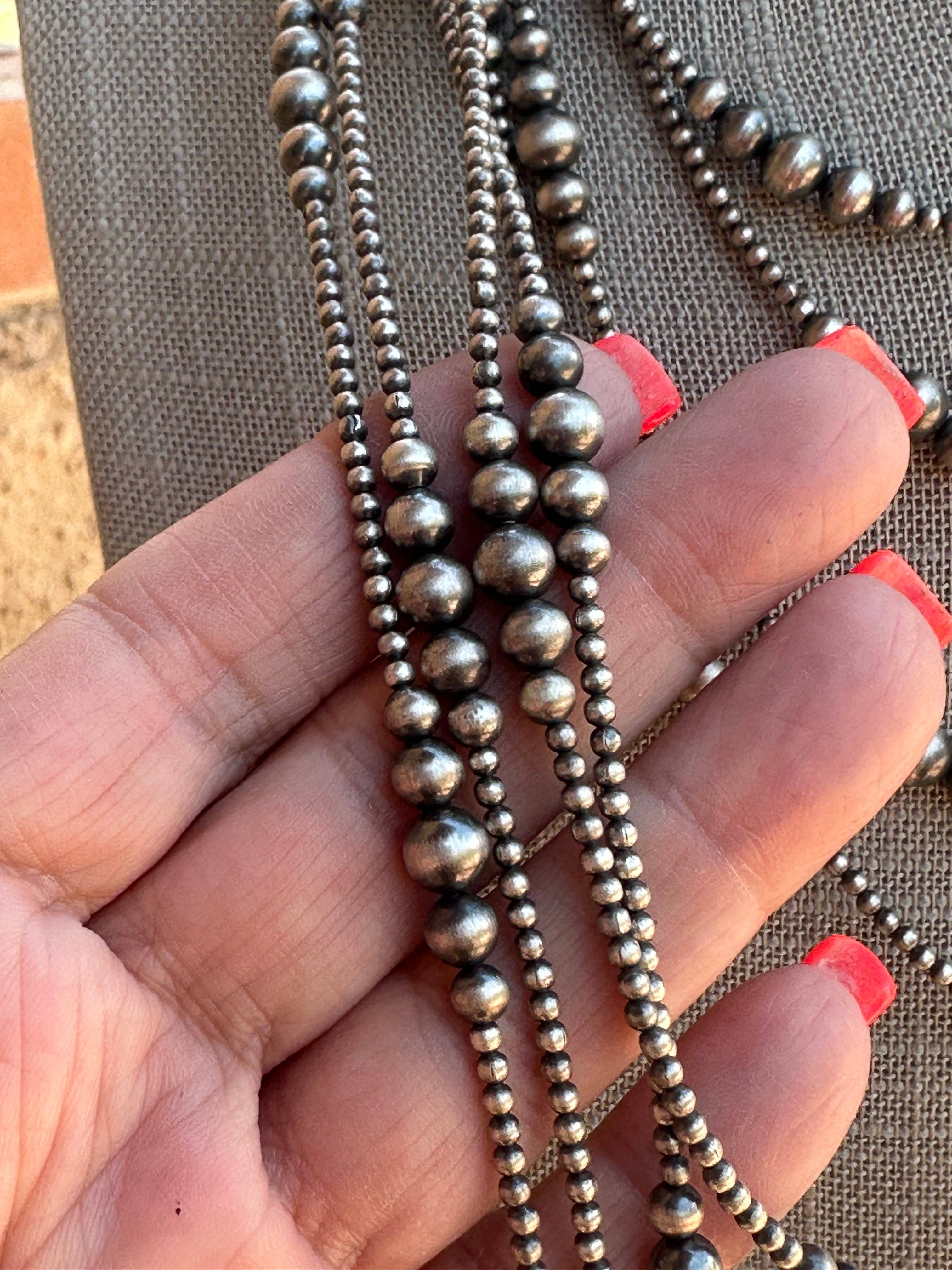 Nizhonitradersllc - Wholesale Beaded/Pearl Necklace - Handmade Graduated Sterling Silver Graduated Bead Beaded Necklace6