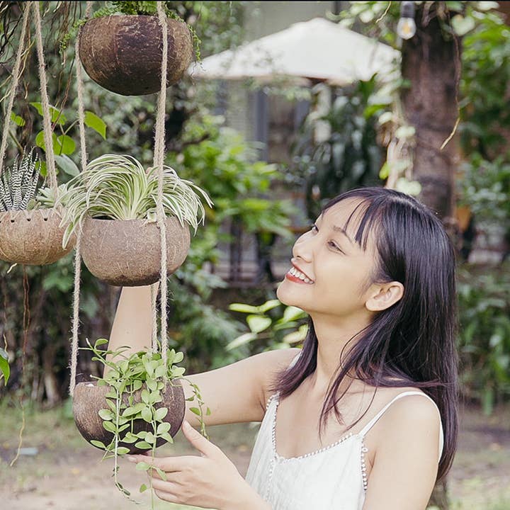Rainforest Bowls - Wholesale Hanging Planter - Hanging Coconut Planter (3-Tier)