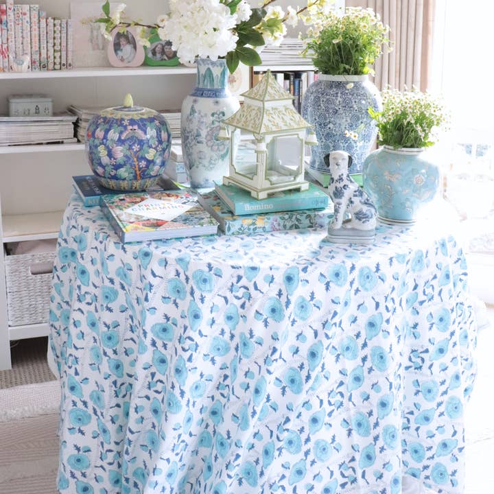 Pretty Homestyle - Wholesale Tablecloth - Blue Poppy Tablecloth2