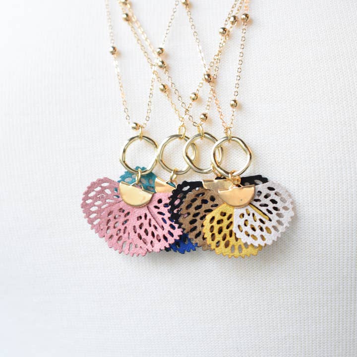 2 in 1 Charm and Ruffle Necklace for wholesale by Golden Gemology