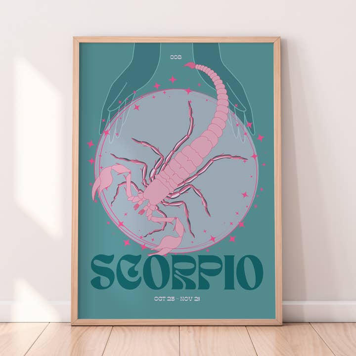 Scorpio Zodiac Print for wholesale by Alaina Creates