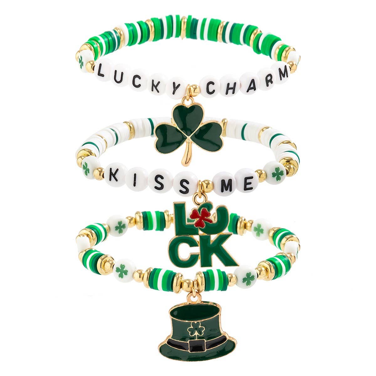 ACCITY - Wholesale Beaded Bracelet - MULTI-LEAF CLOVER LETTER SIMPLE BEADED BRACELET_CWAJE14759